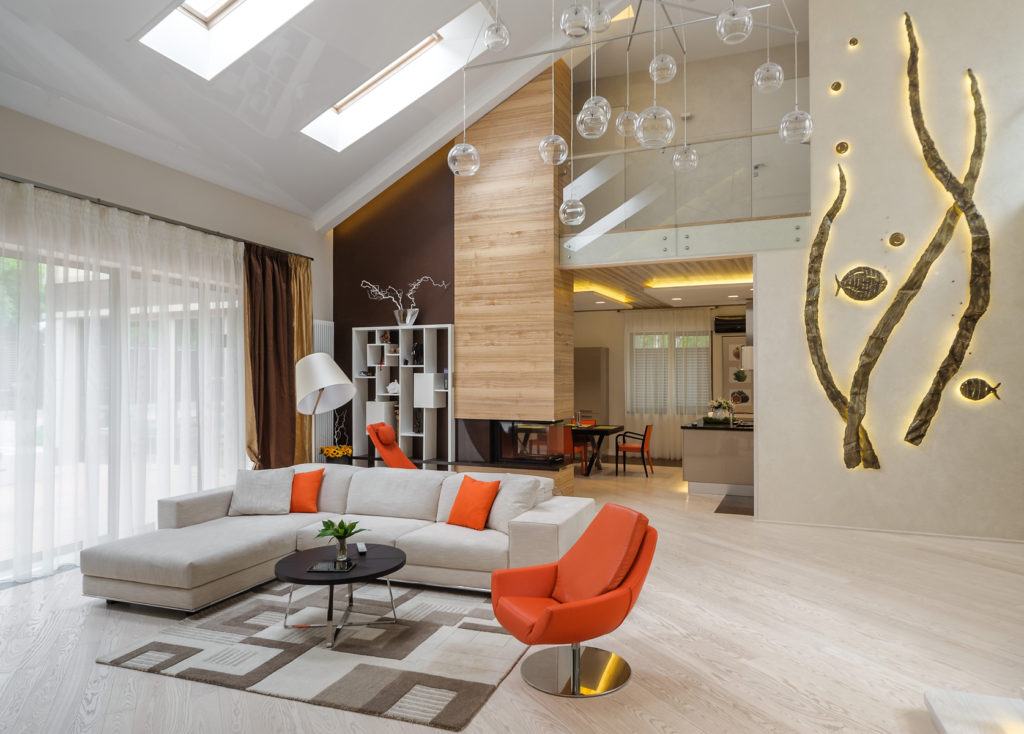 Современный дизайн интерьера гостиной в стиле минимализм