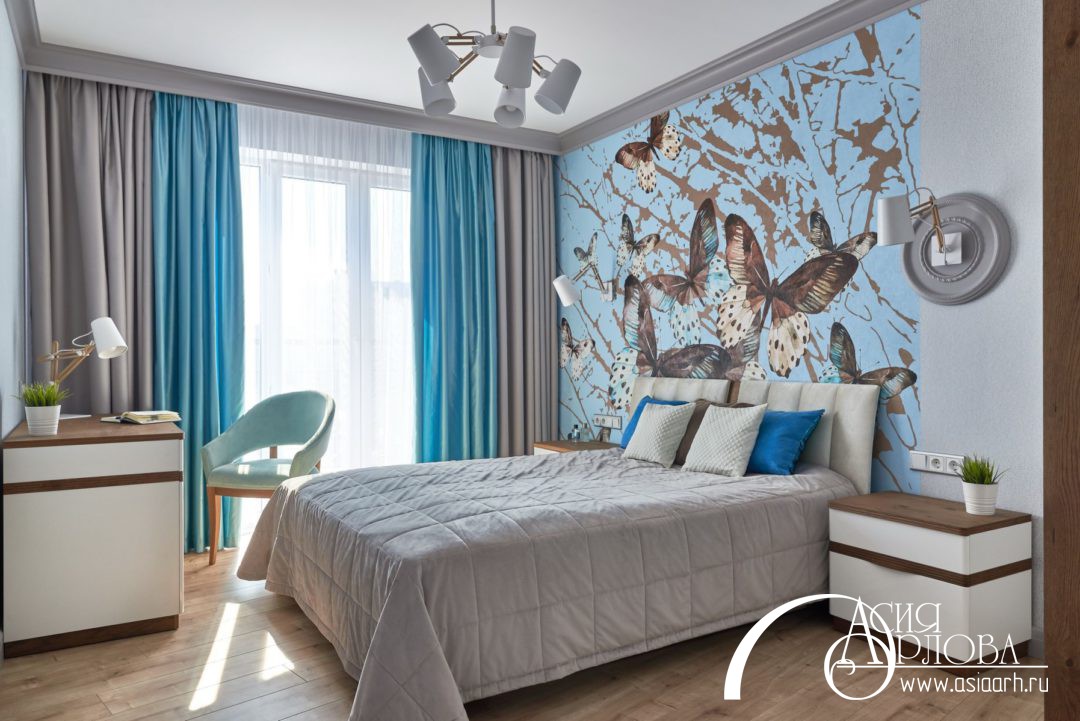 Интерьер спальни, бабочки, фреска от Асия Орлова